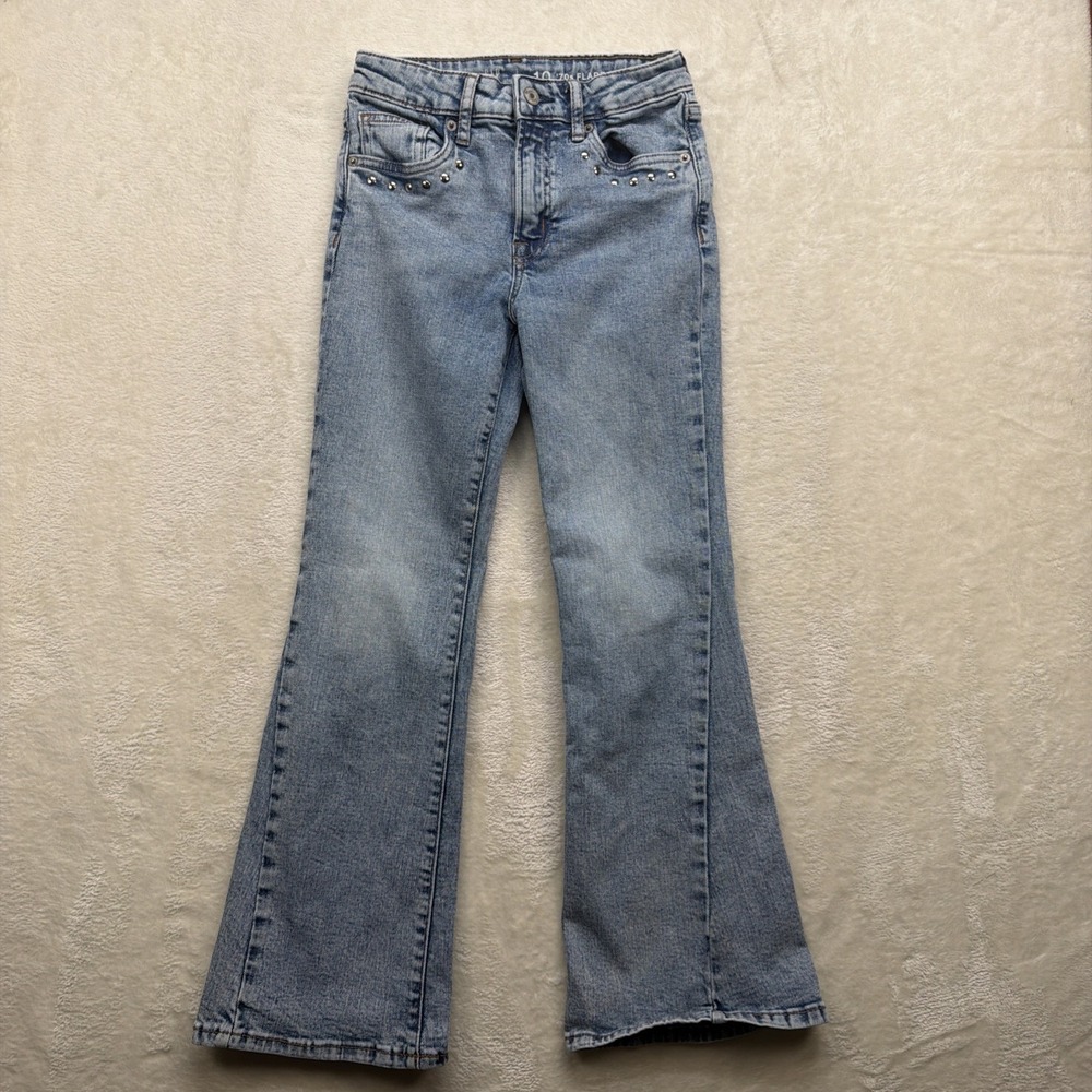 Gap Kids 70s Flare Jeans Girls 10‎ High Rise Light Wash Stretch Denim